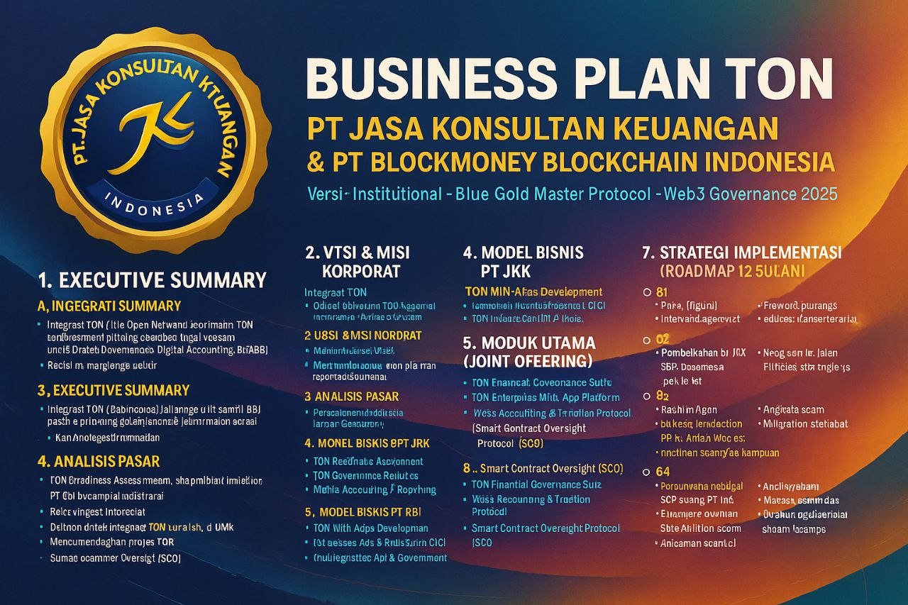 BUSINESS PLAN TON – PT JASA KONSULTAN KEUANGAN (PT JKK) & PT BLOCKMONEY BLOCKCHAIN INDONESIA (PT BBI)