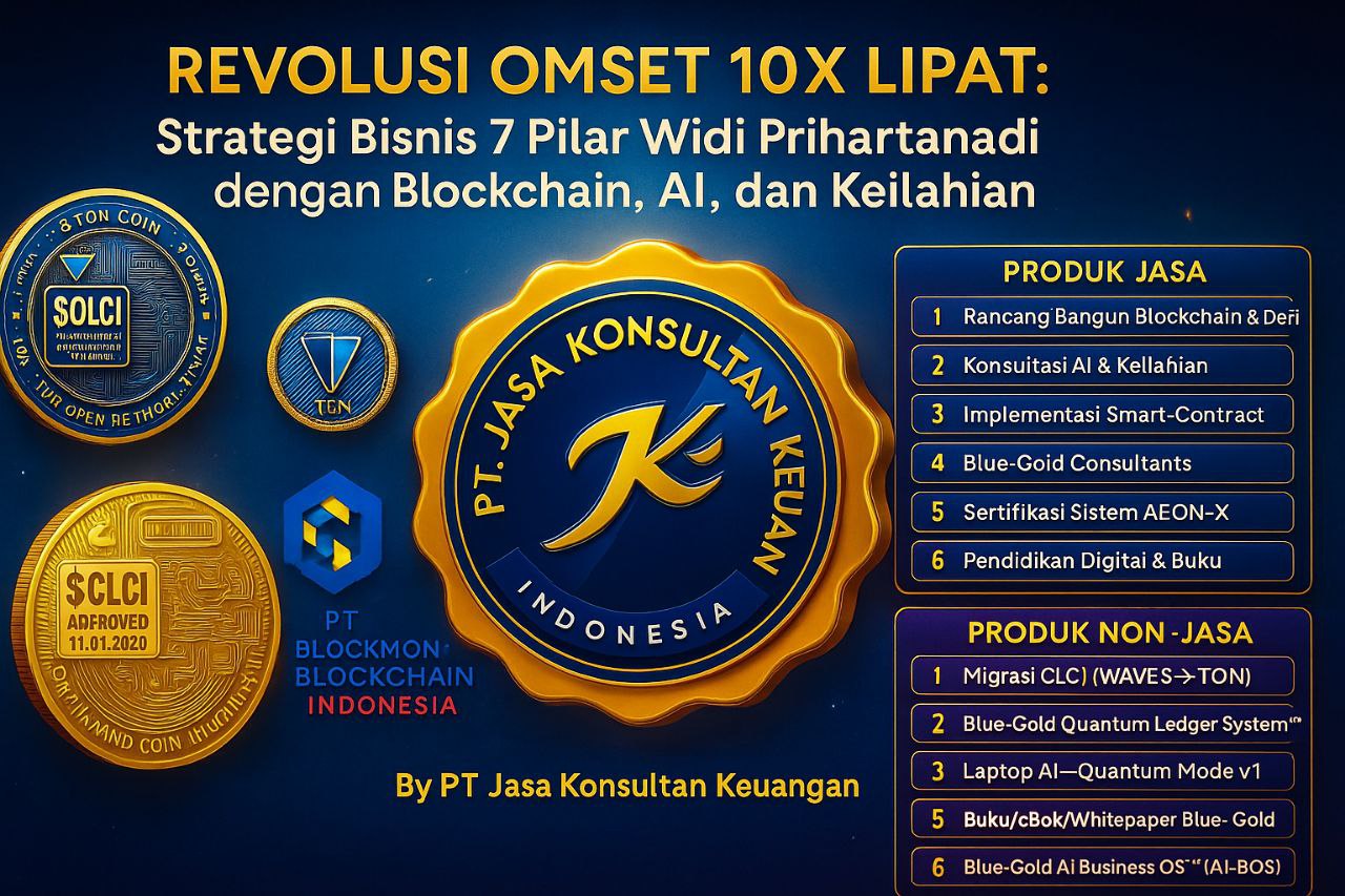 REVOLUSI OMSET 1OX LIPAT  Strategi Bisnis 7 Pilar Widi Prihartanadi  dengan Blockchain, AI, dan Keilahian By PT Jasa Konsultan Keuangan