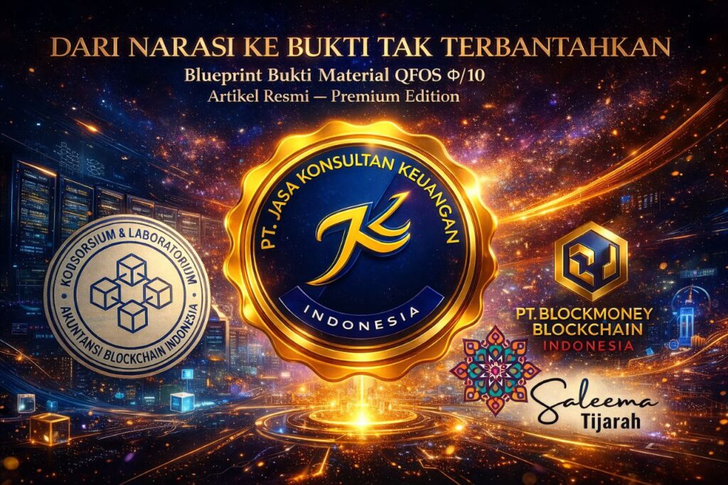 DARI NARASI KE BUKTI TAK TERBANTAHKAN Blueprint Bukti Material QFOS Φ/10 Artikel Resmi – Premium Edition By PT Jasa Konsultan Keuangan Arsitek Sistem: Widi Prihartanadi