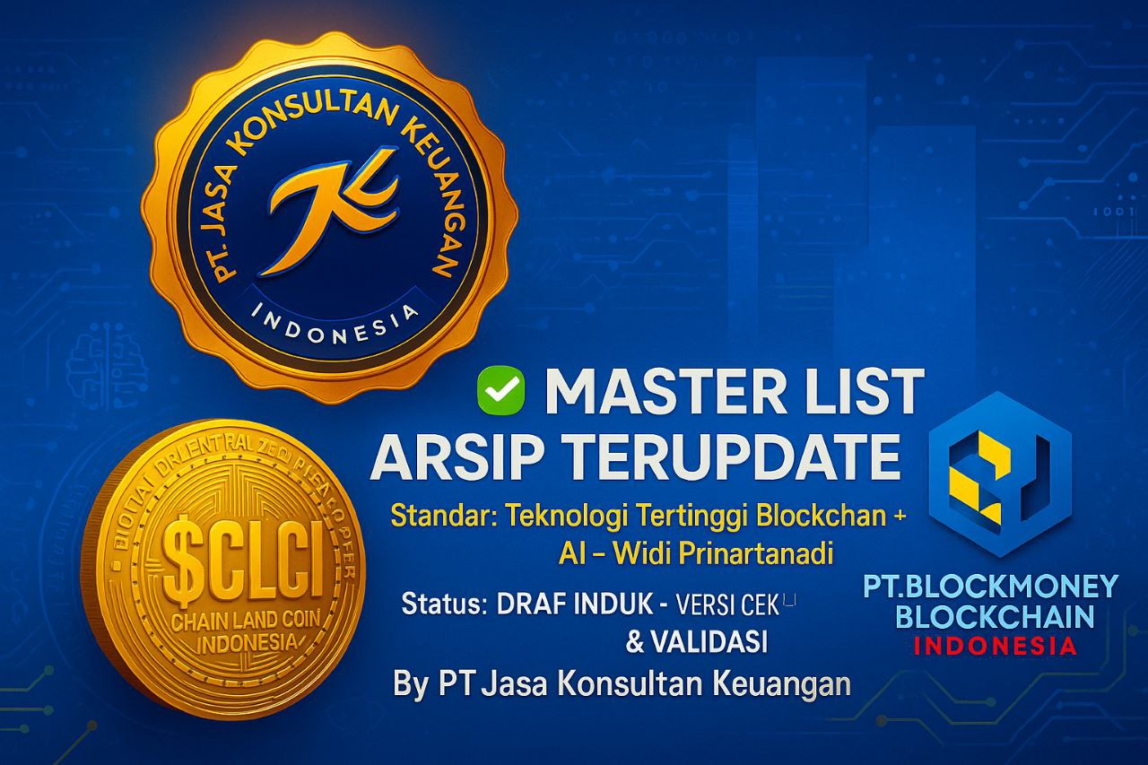 MASTER LIST ARSIP TERUPDATE Standar: Multi Tehnologi tertinggi Blockchain dan AI terupdate Widi Prihartanadi Status: DRAF INDUK – VERSI CEK & VALIDASI By PT Jasa Konsultan Keuangan