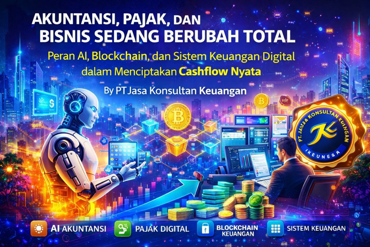 AKUNTANSI, PAJAK, DAN BISNIS SEDANG BERUBAH TOTAL Peran AI, Blockchain, dan Sistem Keuangan Digital dalam Menciptakan Cashflow Nyata By PT Jasa Konsultan Keuangan