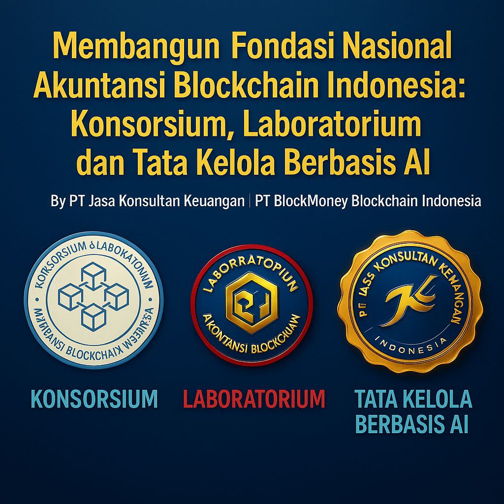 MEMBANGUN FONDASI NASIONAL AKUNTANSI BLOCKCHAIN INDONESIA: KONSORSIUM, LABORATORIUM, DAN TATA KELOLA BERBASIS AI BY PT JASA KONSULTAN KEUANGAN | PT BLOCKMONEY BLOCKCHAIN INDONESIA