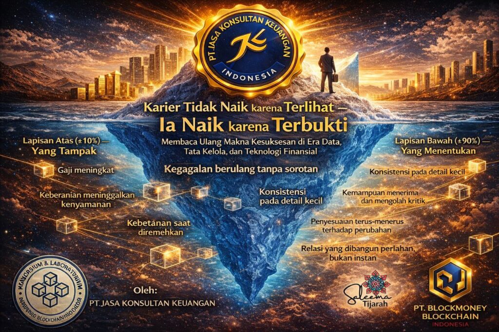 KARIER TIDAK NAIK KARENA TERLIHAT — IA NAIK KARENA TERBUKTI MEMBACA ULANG MAKNA KESUKSESAN DI ERA DATA, TATA KELOLA, DAN TEKNOLOGI FINANSIAL OLEH: PT JASA KONSULTAN KEUANGAN