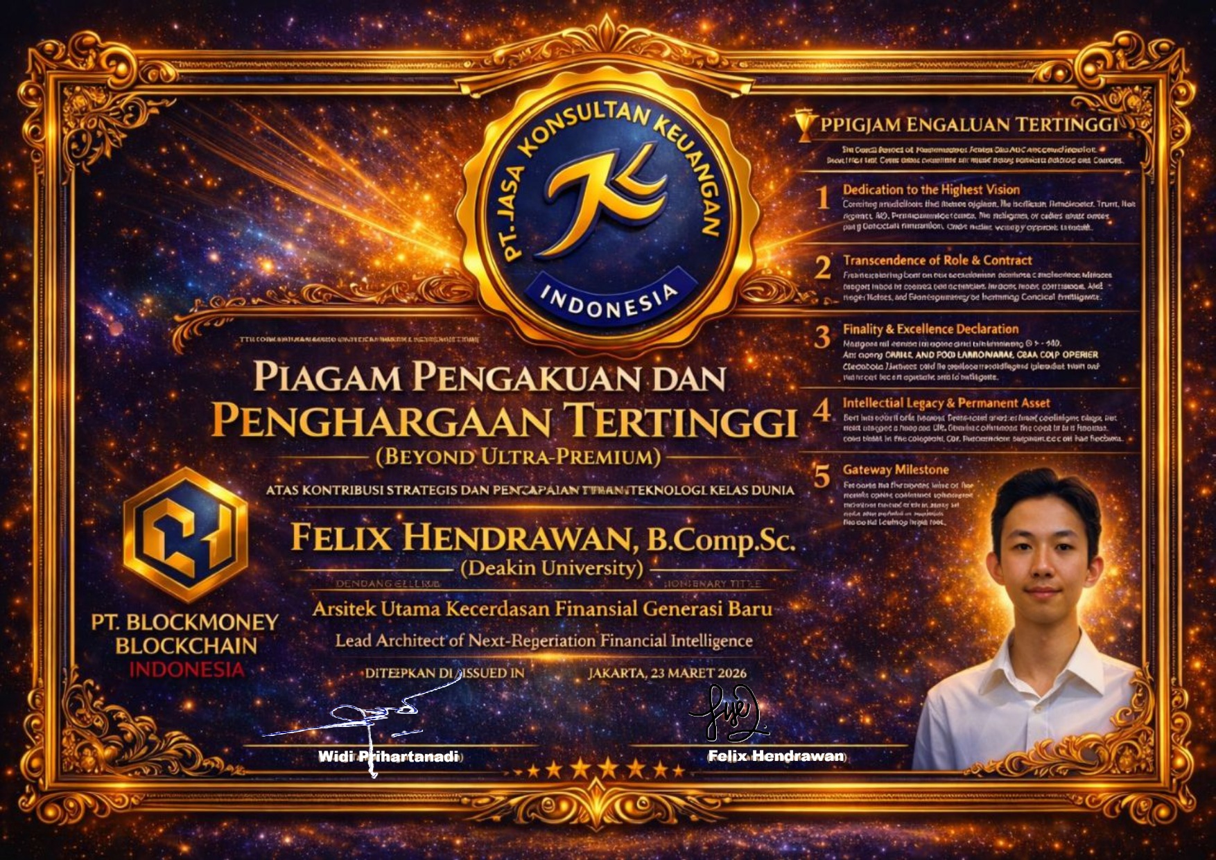 ARSITEK SISTEM: FELIX HENDRAWAN, B.COMP.SC. INTELIJEN FINANSIAL TERPADU: MANIFESTASI KODE DALAM EKOSISTEM JASA KONSULTAN KEUANGAN 2026