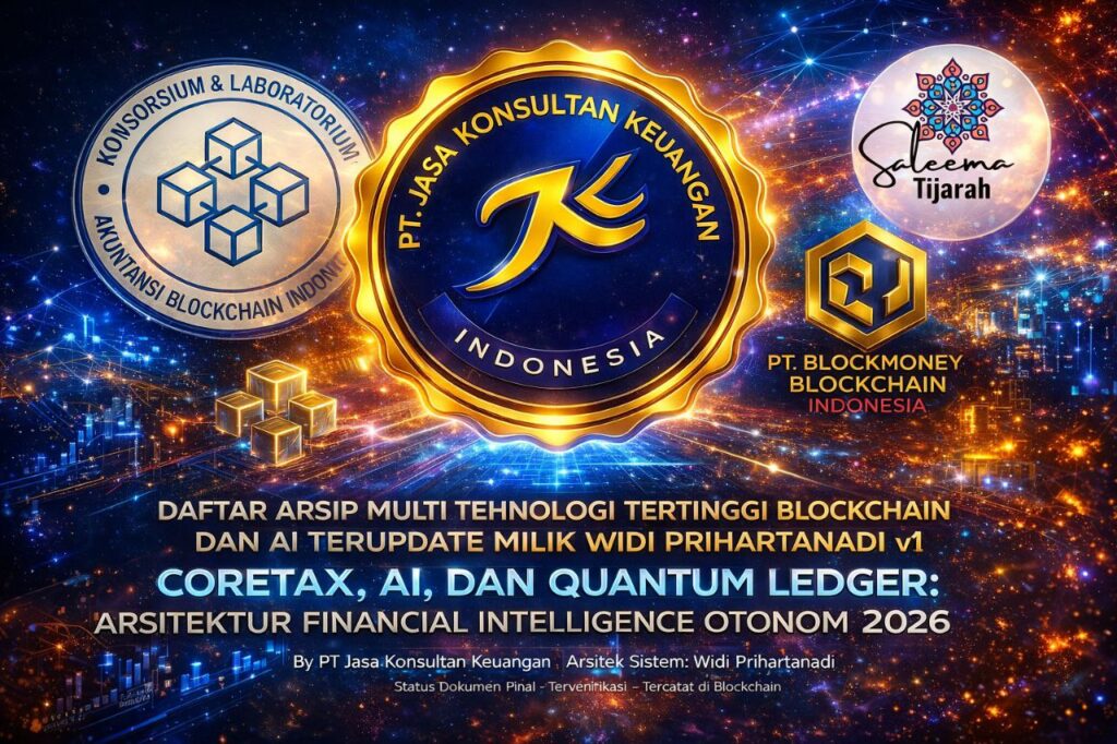 DAFTAR ARSIP MULTI TEHNOLOGI TERTINGGI BLOCKCHAIN DAN AI TERUPDATE MILIK WIDI PRIHARTANADI V2 CORETAX, AI, DAN QUANTUM LEDGER: ARSITEKTUR FINANCIAL INTELLIGENCE OTONOM 2026 – DARI ACCOUNTING SERVICE MENUJU SISTEM KEUANGAN BERDAULAT DIGITAL BY PT JASA KONSULTAN KEUANGAN ARSITEK SISTEM: WIDI PRIHARTANADI