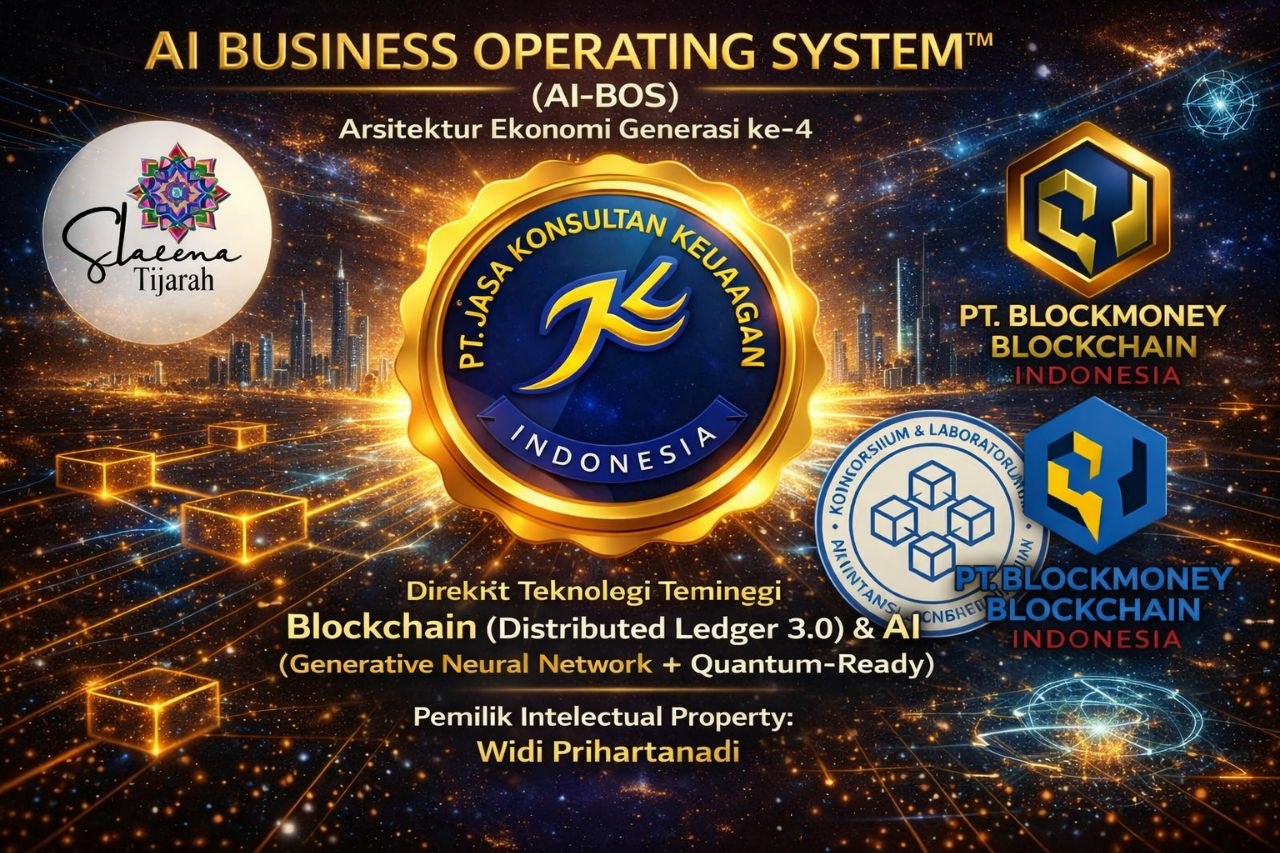 AI BUSINESS OPERATING SYSTEM™ (AI-BOS) ARSITEKTUR EKONOMI GENERASI KE-4 DIREKTIF TEKNOLOGI TERTINGGI: BLOCKCHAIN (DISTRIBUTED LEDGER 3.0) & AI (GENERATIVE NEURAL NETWORK + QUANTUM-READY) PEMILIK INTELLECTUAL PROPERTY: WIDI PRIHARTANADI BY PT JASA KONSULTAN KEUANGAN