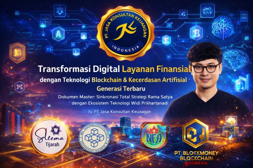 TRANSFORMASI DIGITAL LAYANAN FINANSIAL DENGAN TEKNOLOGI BLOCKCHAIN & KECERDASAN ARTIFISIAL GENERASI TERBARU DOKUMEN MASTER: SINKRONASI TOTAL STRATEGI RAMA SATYA DENGAN EKOSISTEM TEKNOLOGI WIDI PRIHARTANADI BY PT JASA KONSULTAN KEUANGAN