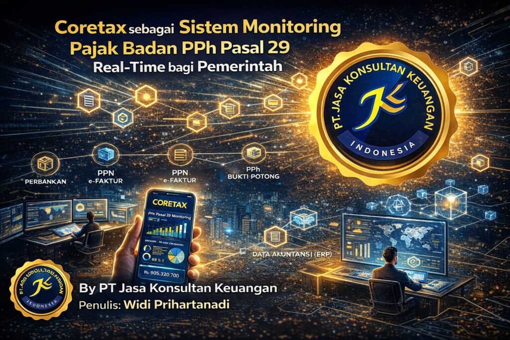 Coretax sebagai Sistem Monitoring Pajak Badan PPh Pasal 29 Real-Time bagi Pemerintah  By PT Jasa Konsultan Keuangan Penulis: Widi Prihartanadi
